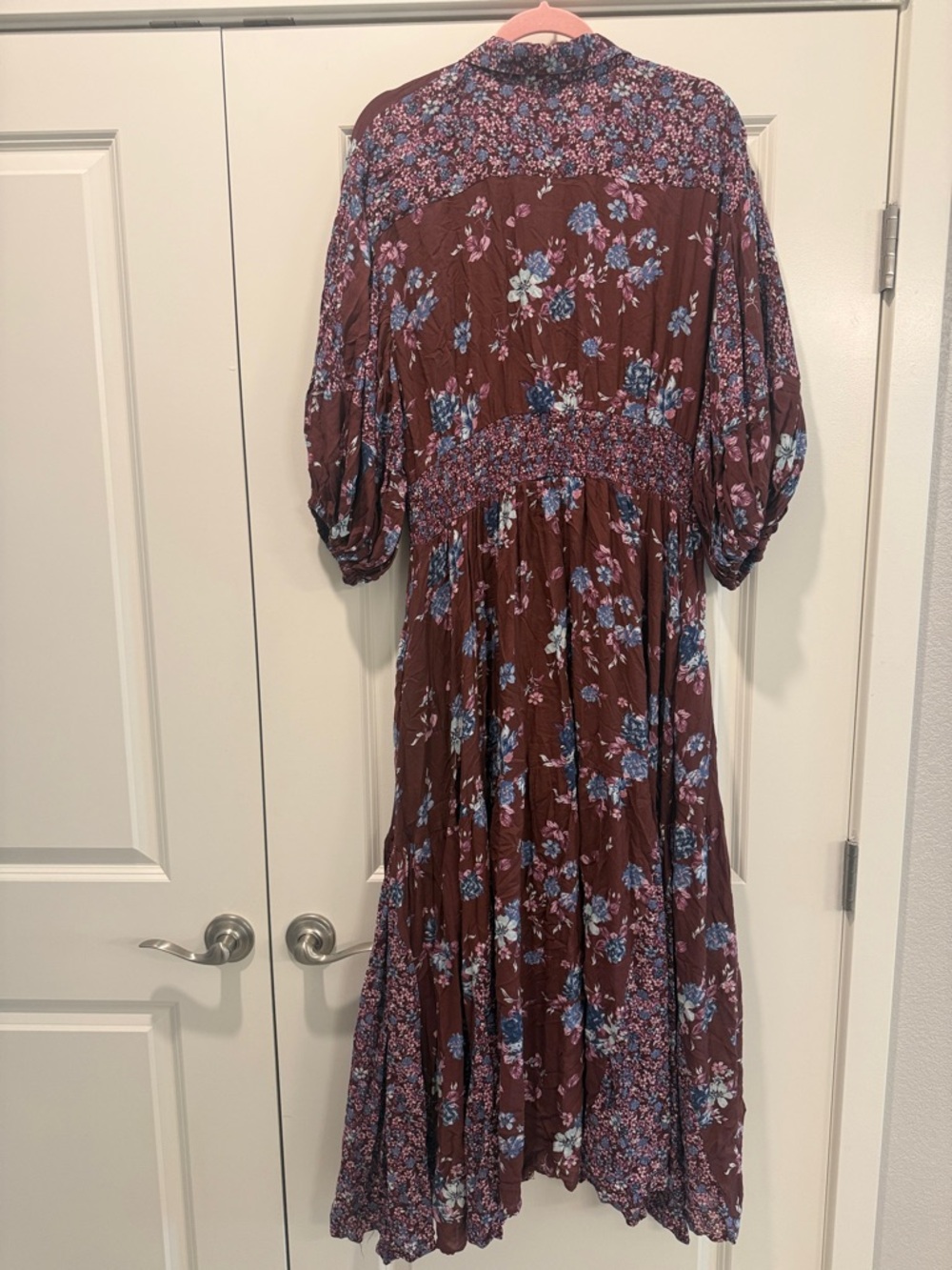Free People Brown Maxi Dress with Blue and Pink Floral Print - Picture 7 of 10